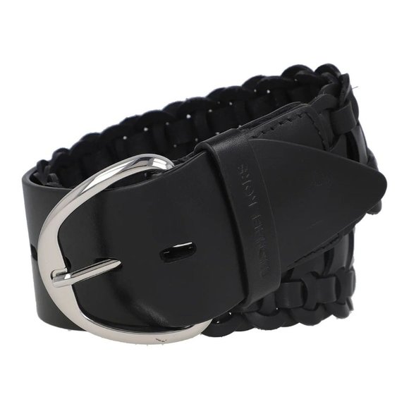 MICHAEL KORS Wide Woven Leather Belt - Black - NWT - Medium - Picture 2 of 3